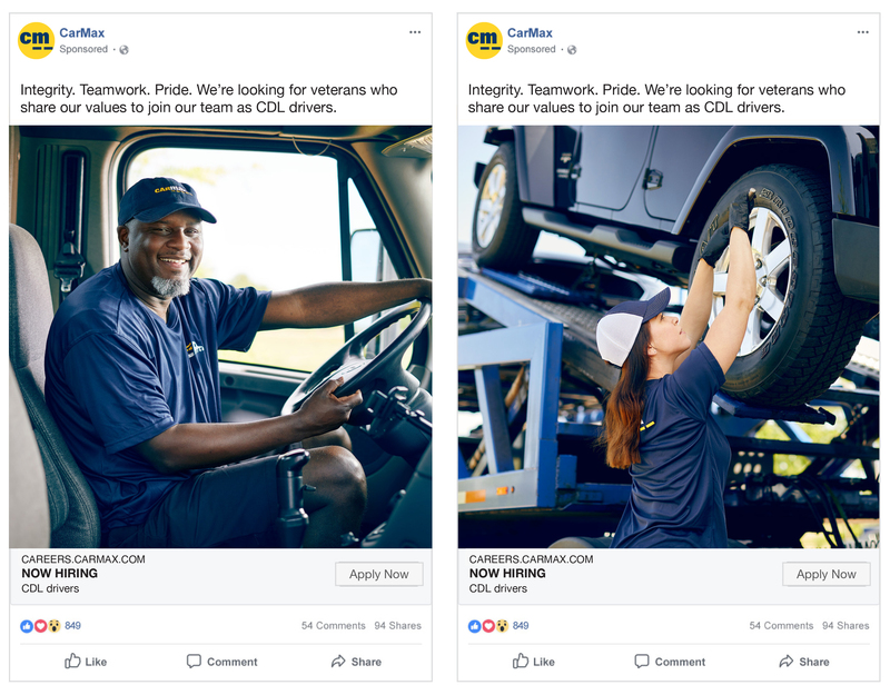 Facebook ads for hiring transport drivers