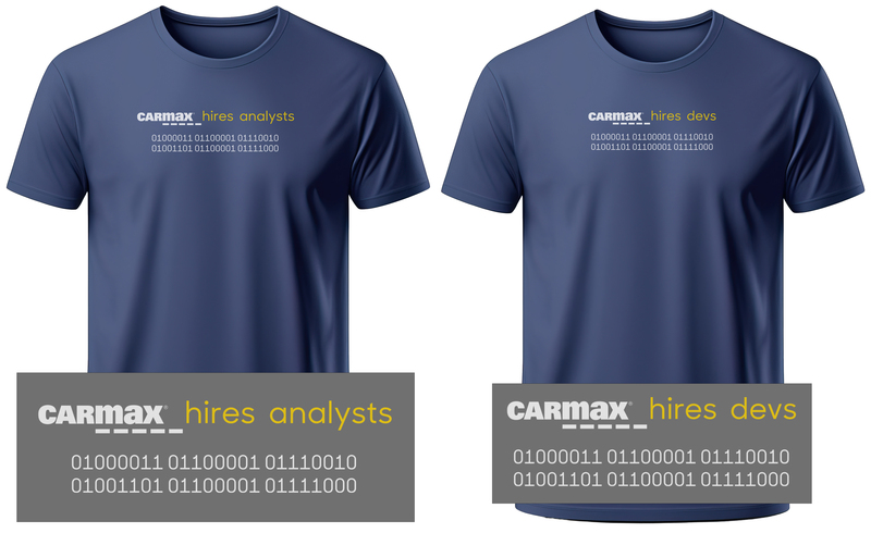 T-shirts for hiring of developers and analysts