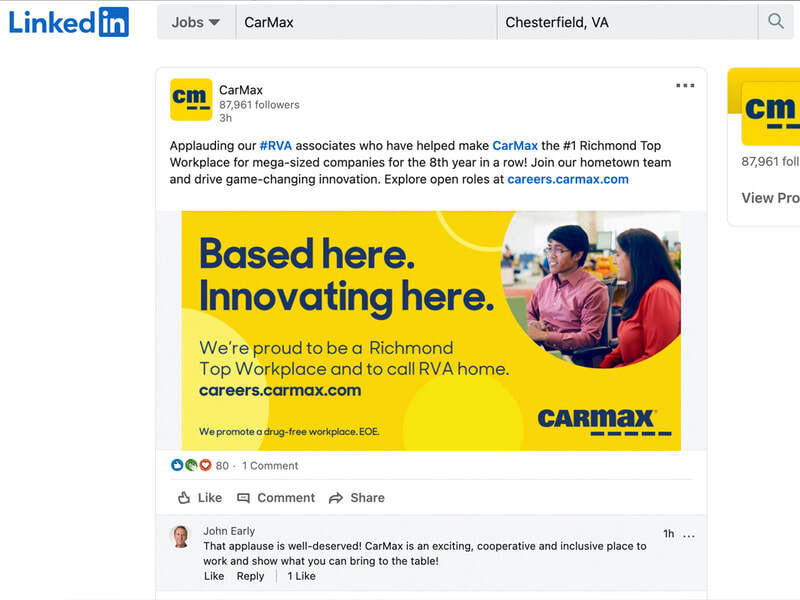 Hiring ad on LinkedIn for CarMax