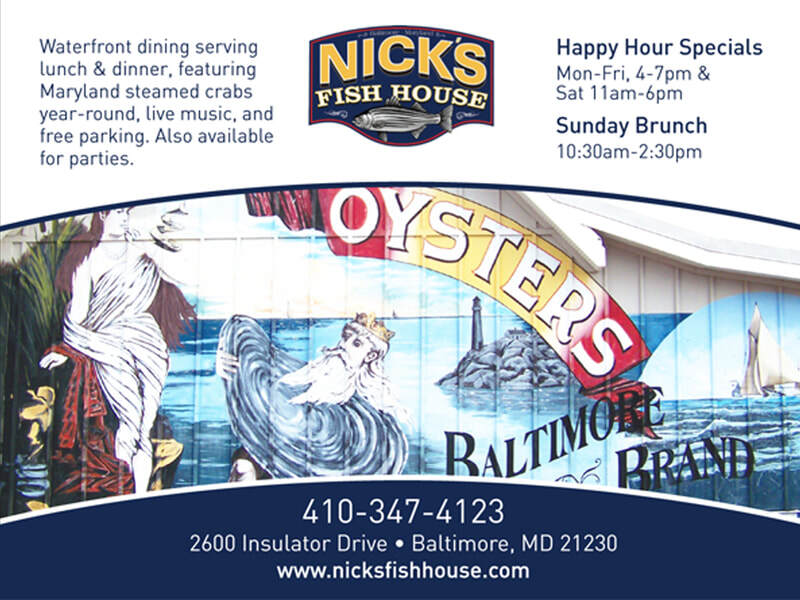 Nick's Fish House ad in print publication.