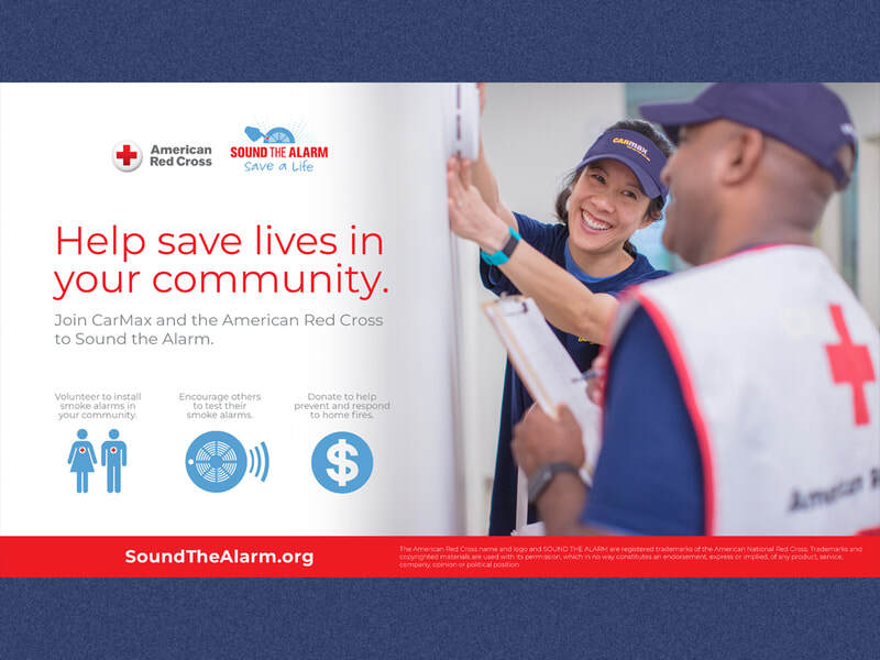CarMax Redcross digital design for fire alarm installation partnership project in all stores across the country.