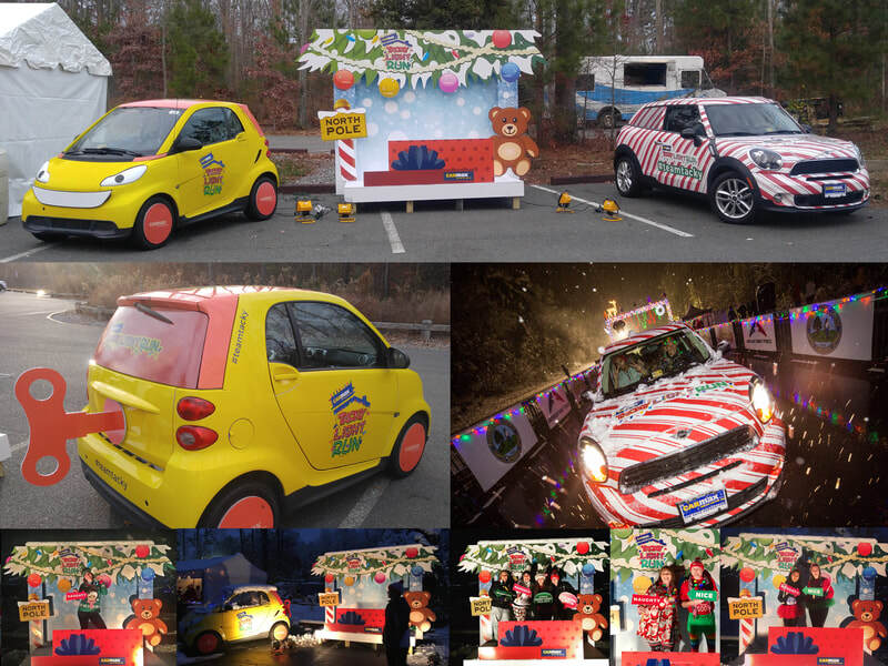 CarMax sponsored Tacky Light Run designs for cars and stage for photo ops. 